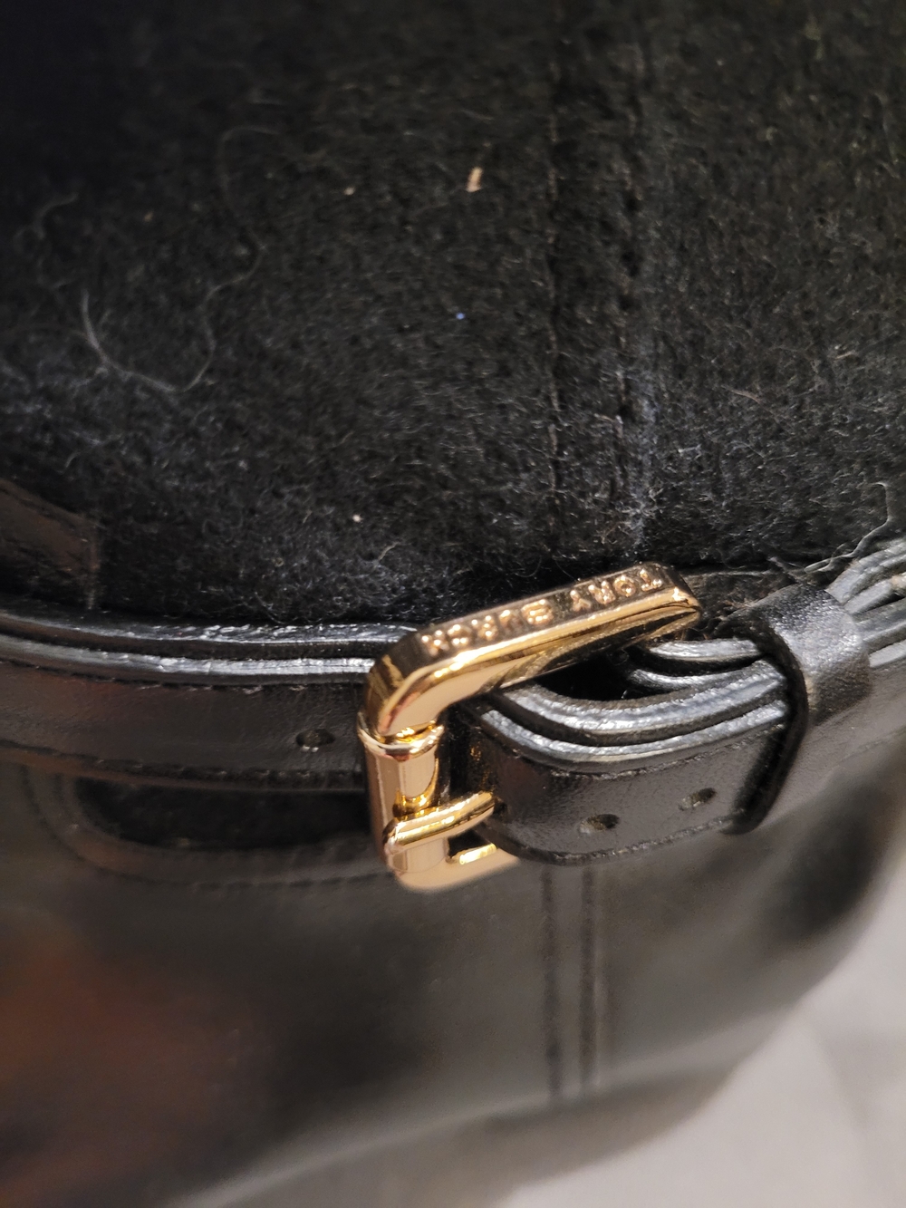 Tory Burch Black Leather Suede Logo Riding Boots Gold Hardware Size 5M - Picture 9 of 15